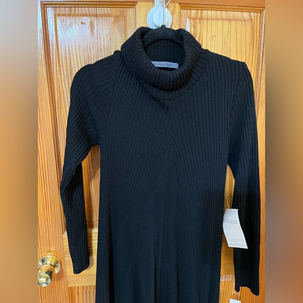 Amanda Charles Black Turtle Neck Sweater Dress NWT - Picture 6 of 8